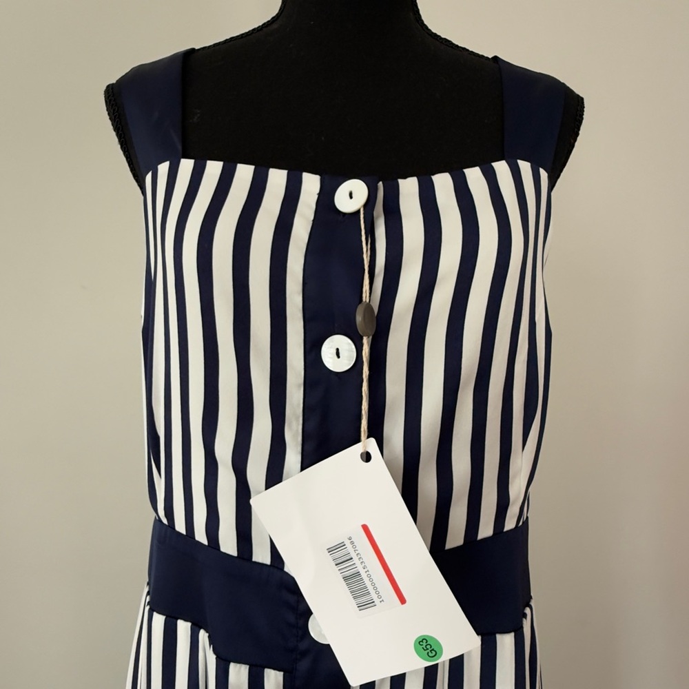 Navy and White Striped Dress
